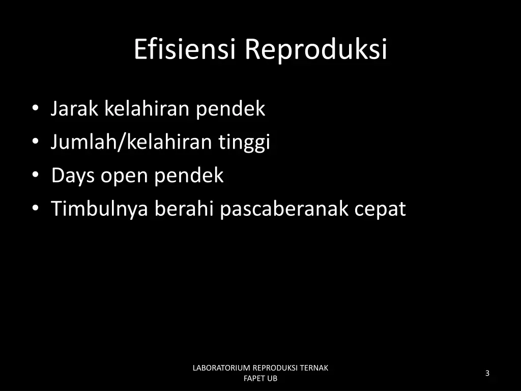 efisiensi reproduksi