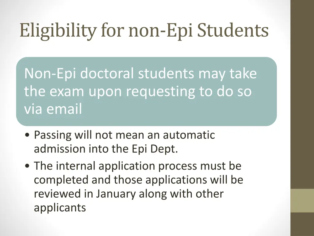 eligibility for non epistudents