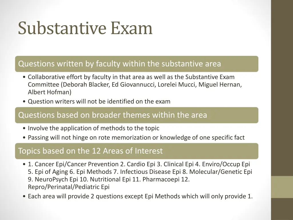 substantive exam