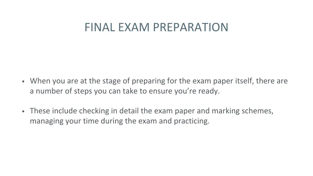 final exam preparation