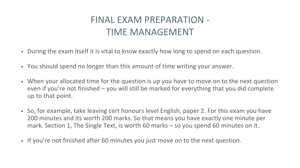 final exam preparation time management