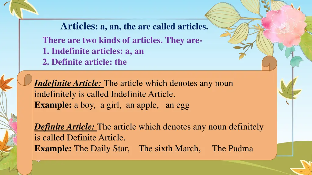 articles a an the are called articles there