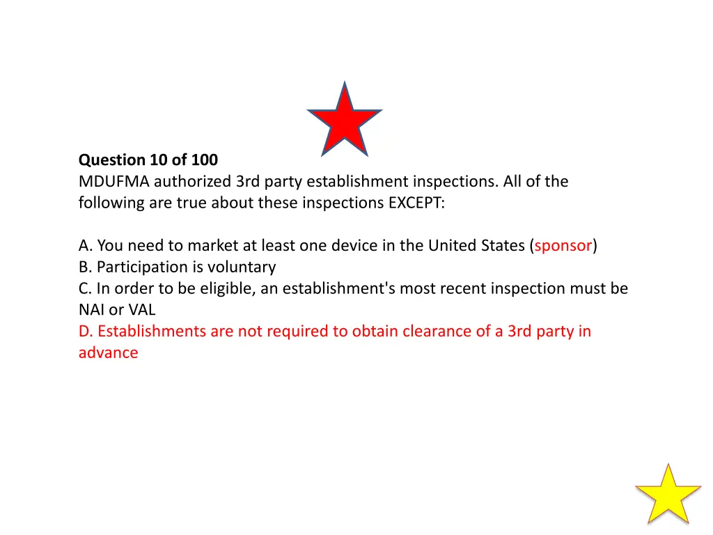 question 10 of 100 mdufma authorized 3rd party