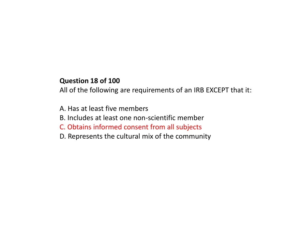 question 18 of 100 all of the following