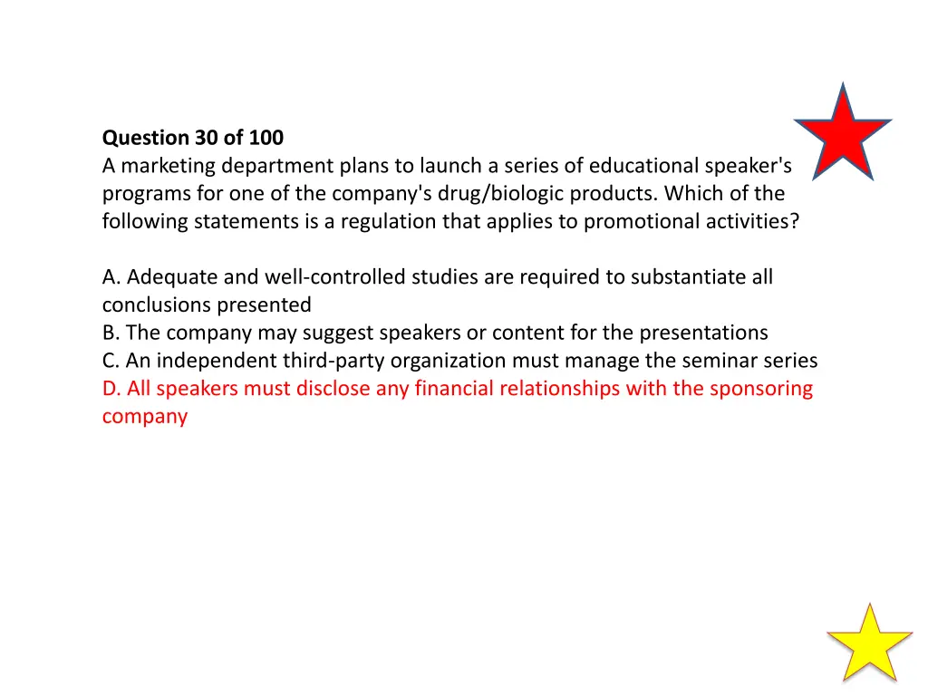 question 30 of 100 a marketing department plans