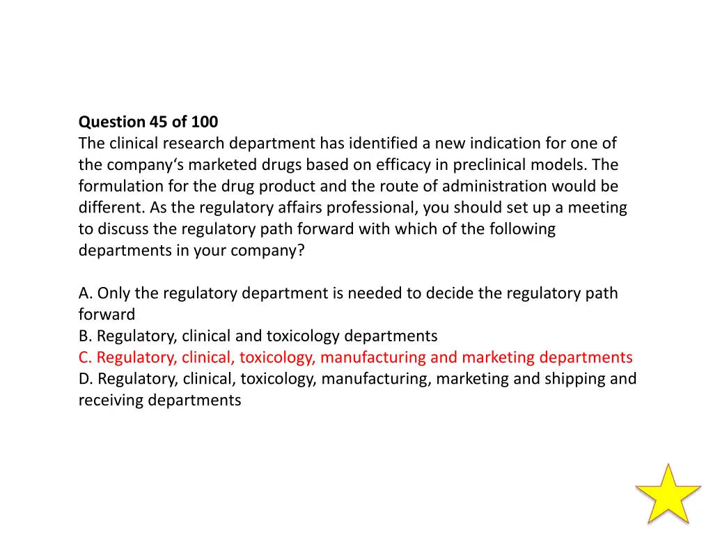 question 45 of 100 the clinical research