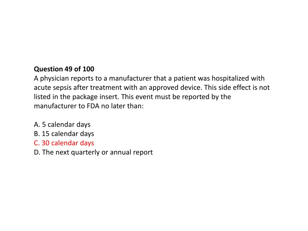 question 49 of 100 a physician reports