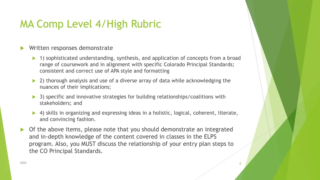 ma comp level 4 high rubric