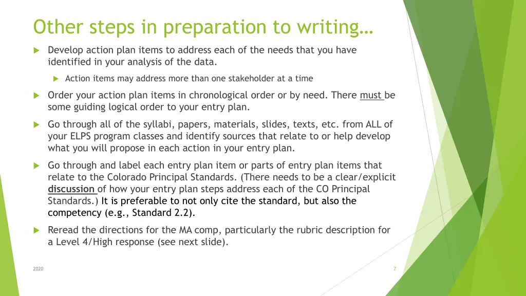 other steps in preparation to writing 1