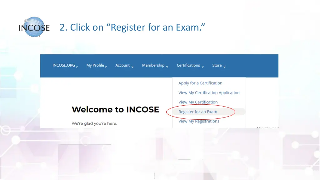 2 click on register for an exam