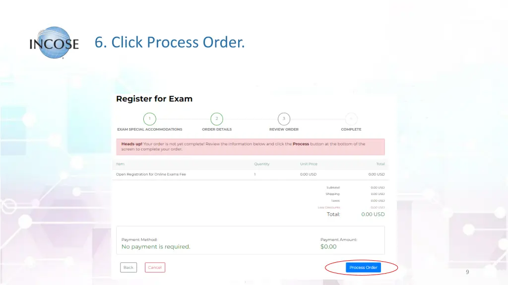 6 click process order