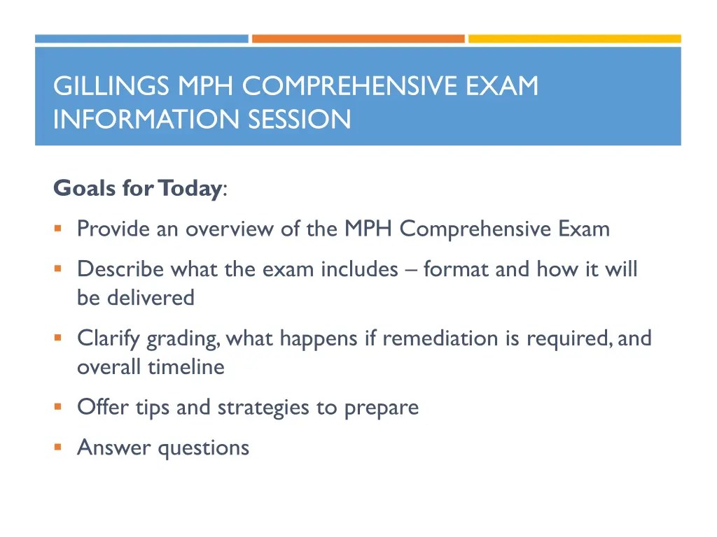 gillings mph comprehensive exam information