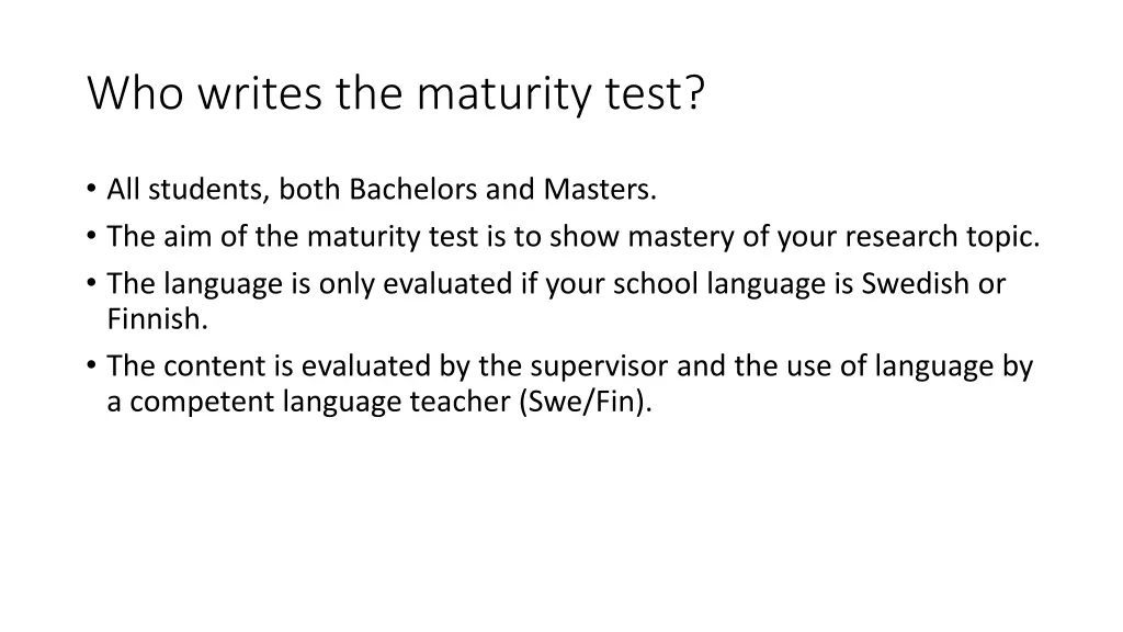 who writes the maturity test