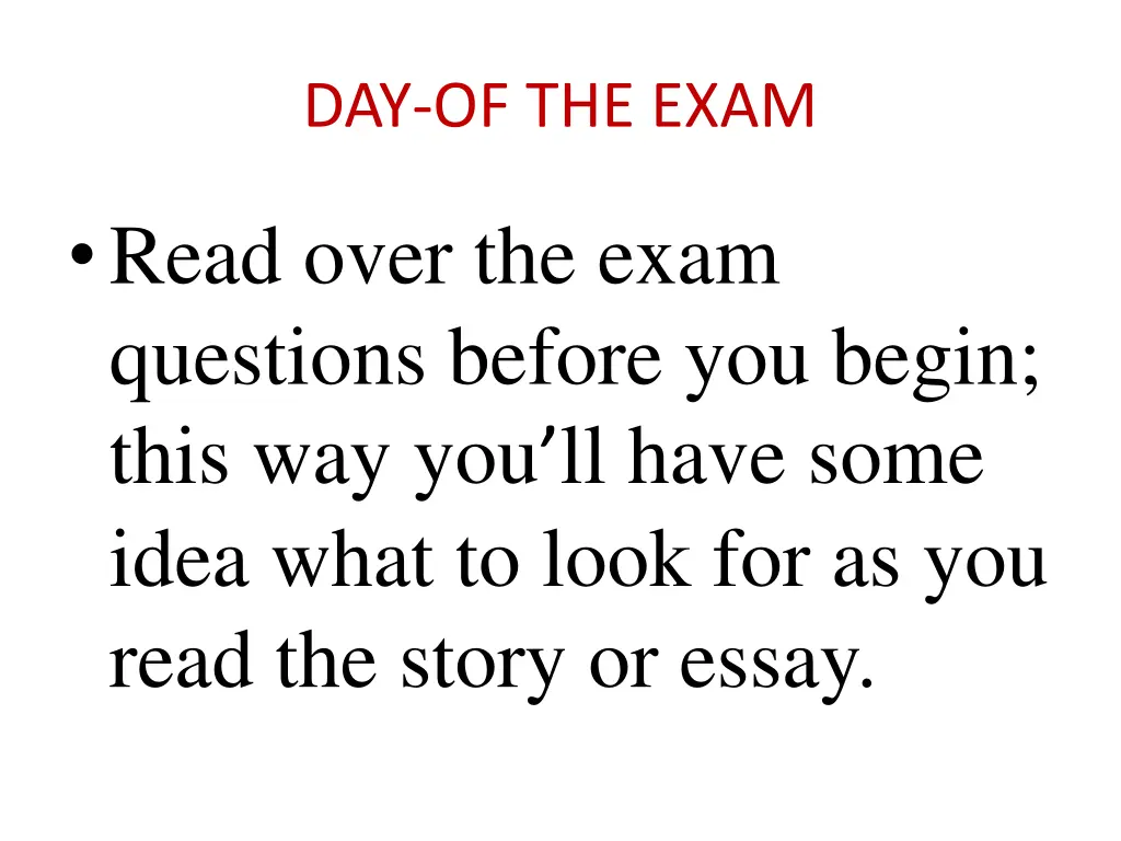 day of the exam 1