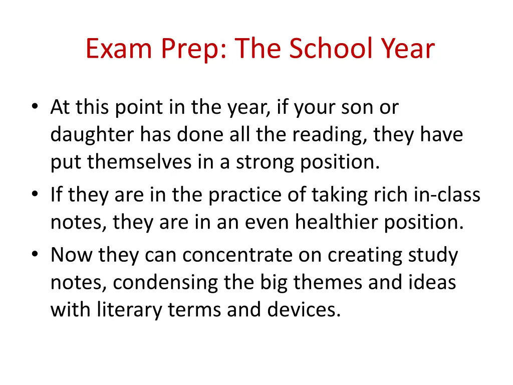 exam prep the school year