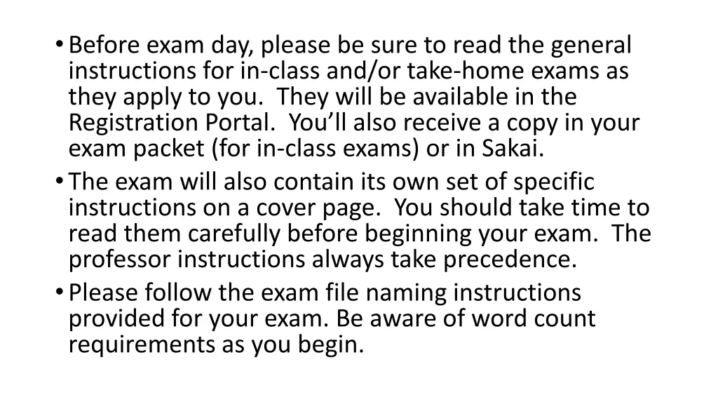 before exam day please be sure to read