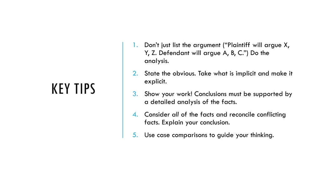 1 don t just list the argument plaintiff will