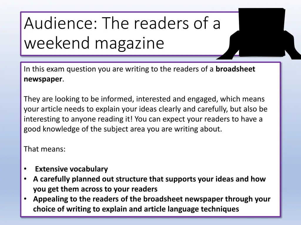 audience the readers of a weekend magazine