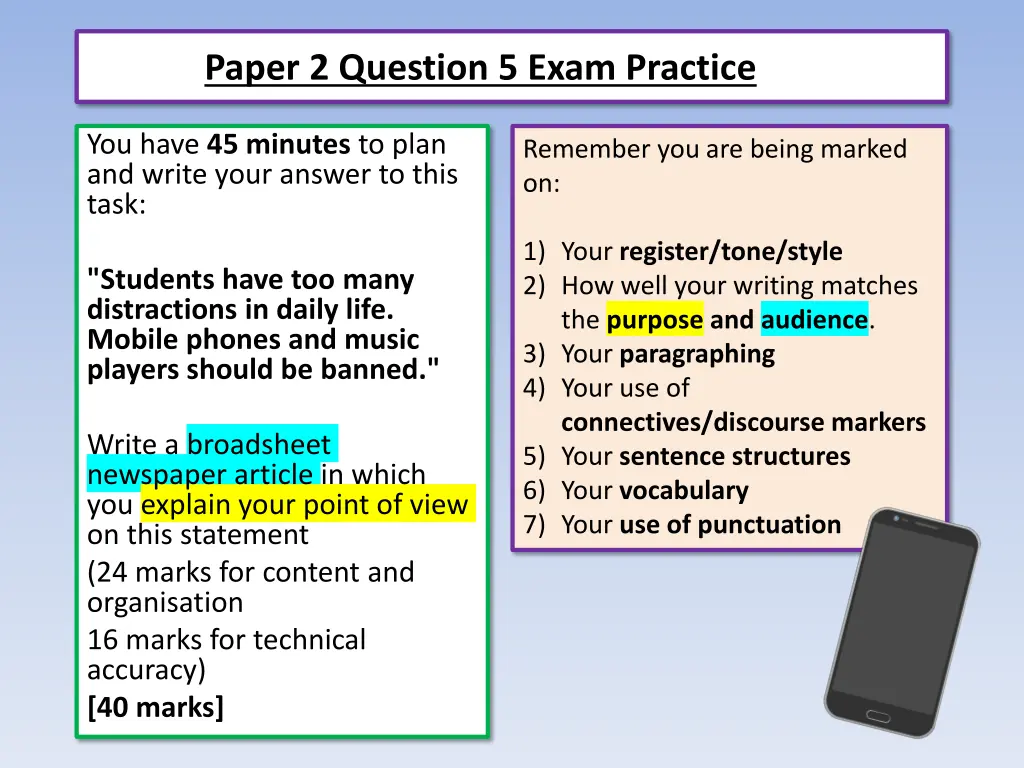 paper 2 question 5 exam practice