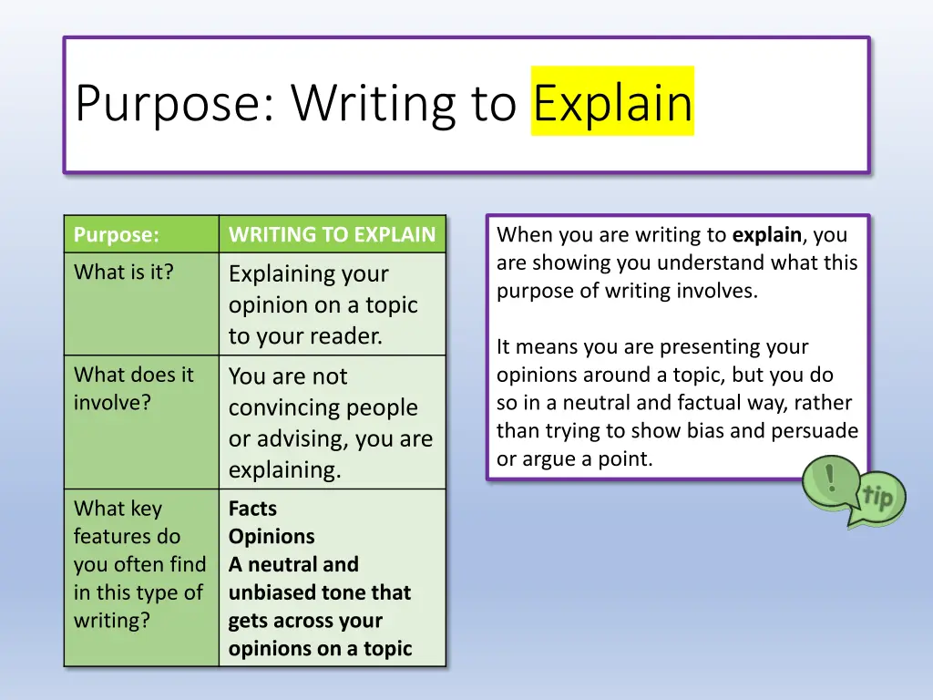 purpose writing to explain