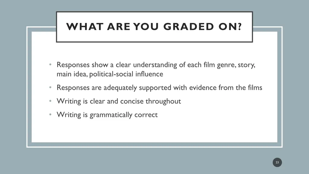 what are you graded on