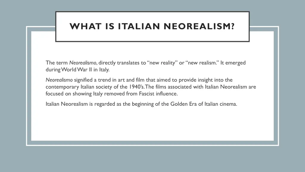 what is italian neorealism