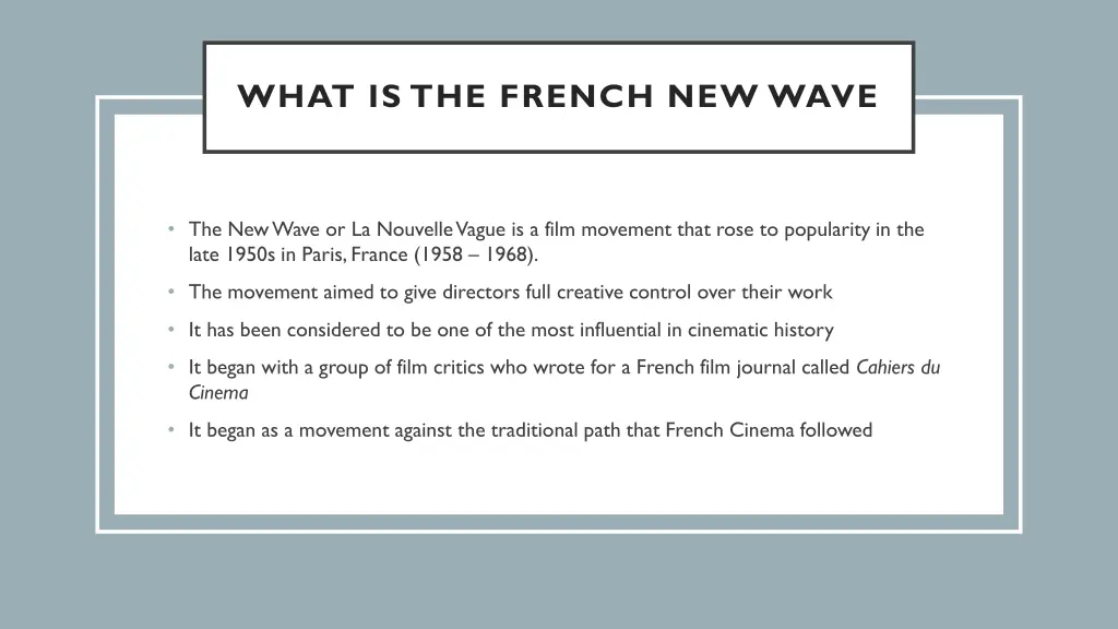 what is the french new wave