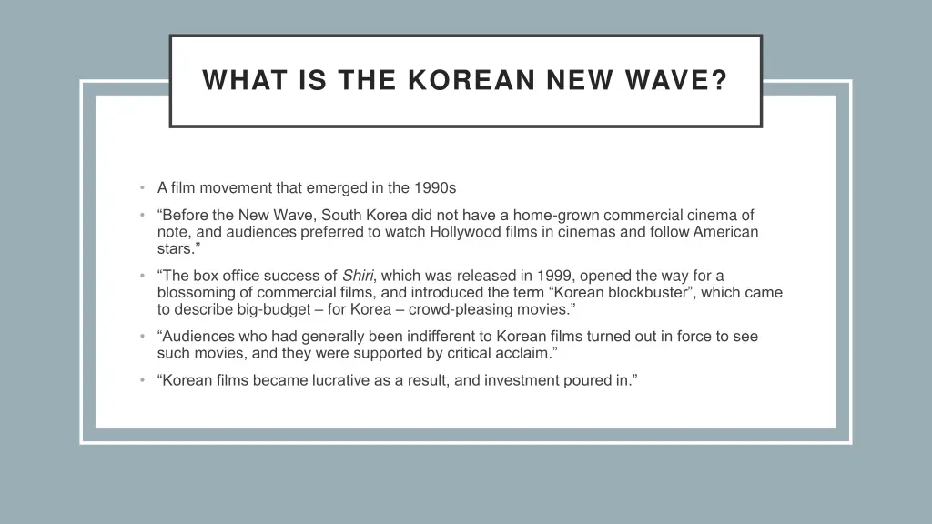 what is the korean new wave