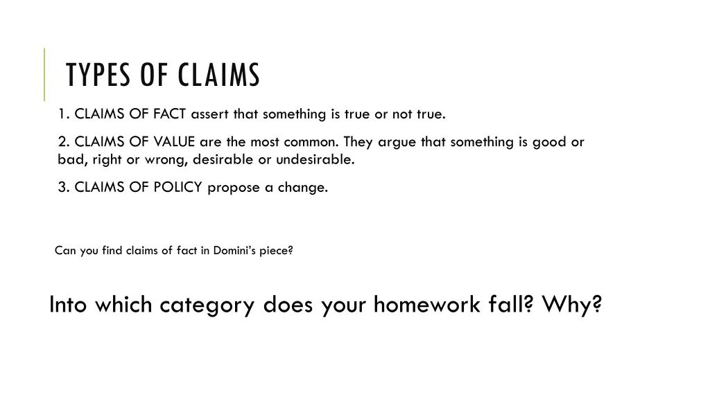 types of claims