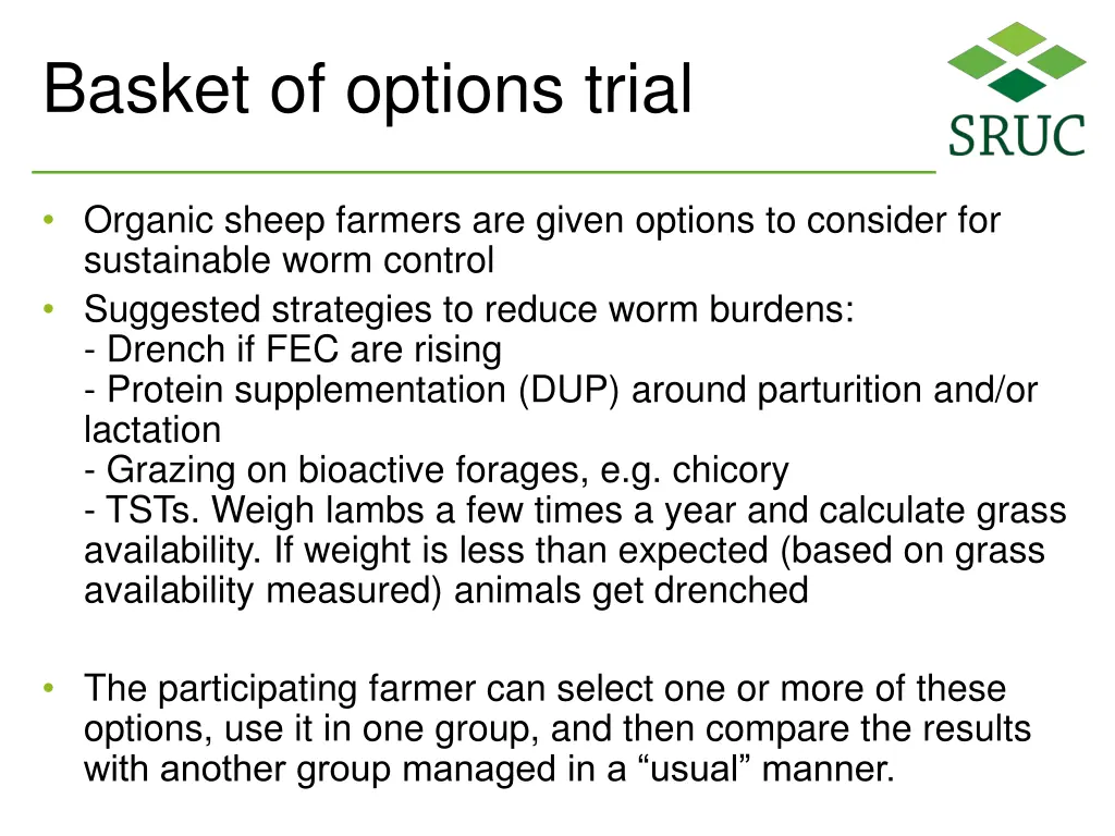 basket of options trial