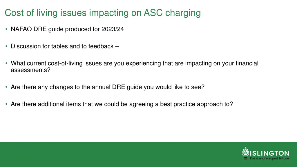 cost of living issues impacting on asc charging