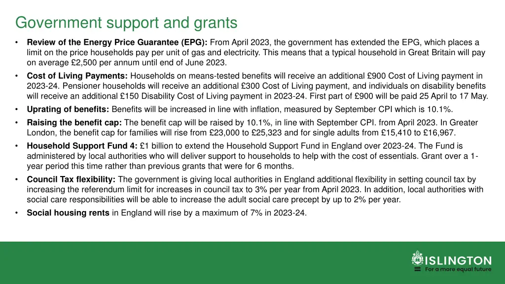 government support and grants