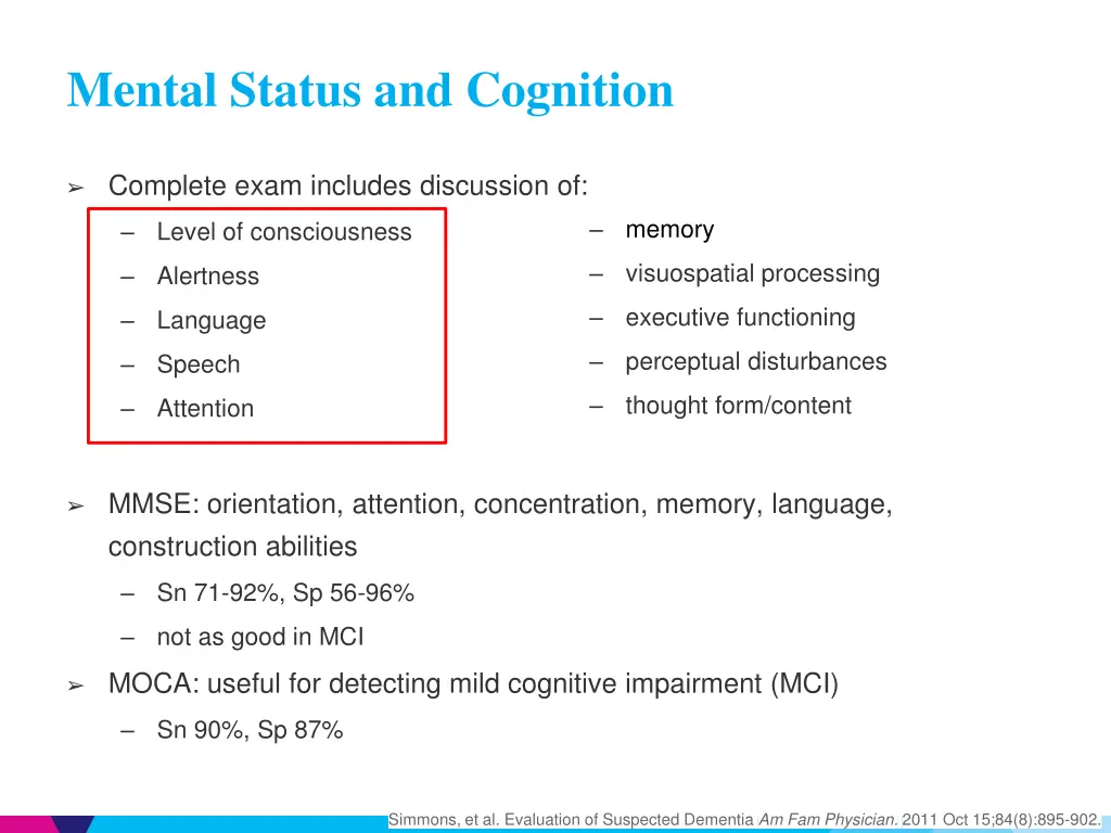 mental status and cognition 1