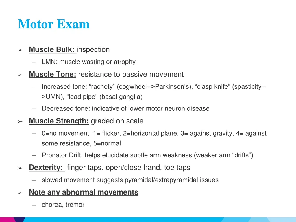 motor exam