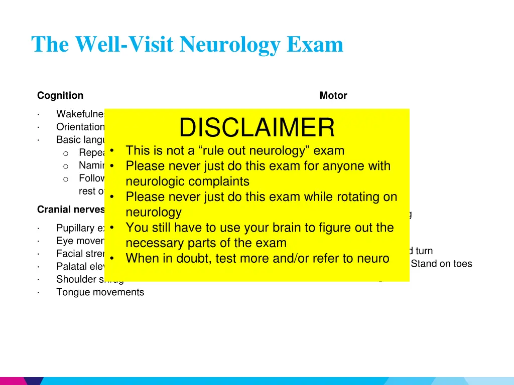 the well visit neurology exam 1