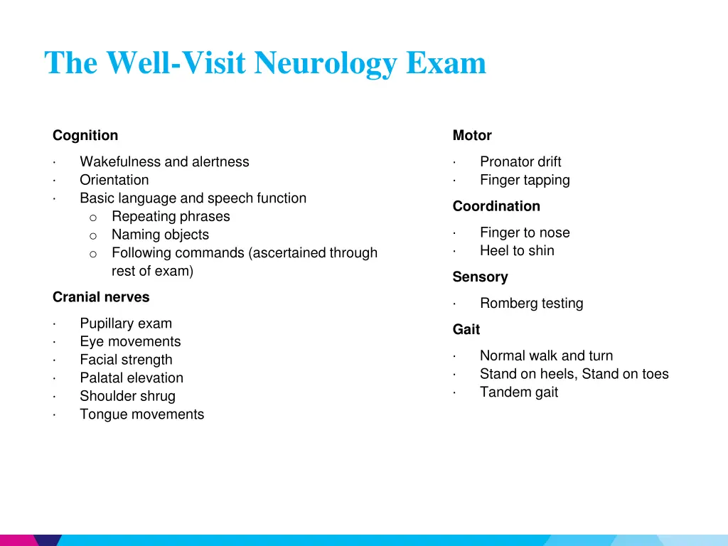 the well visit neurology exam 2