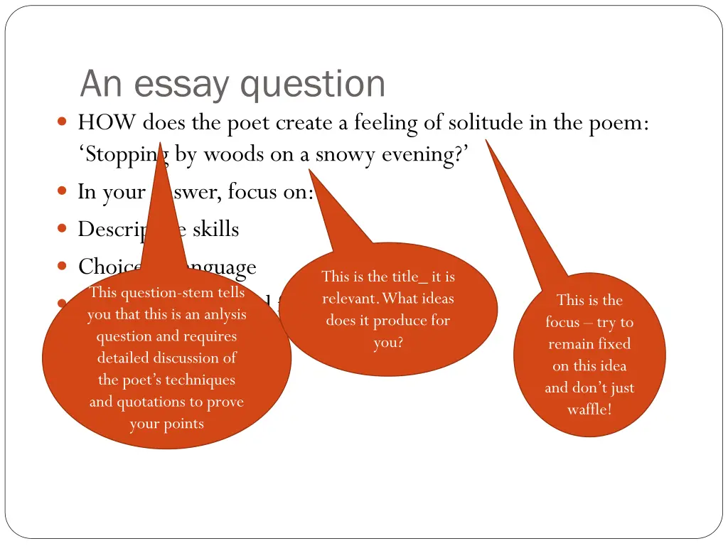 an essay question how does the poet create