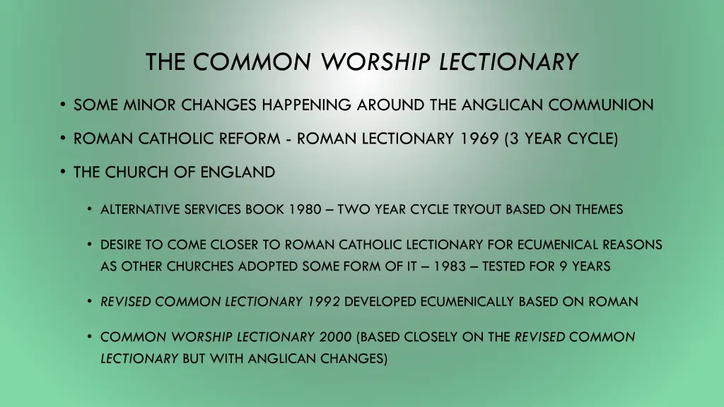 the common worship lectionary