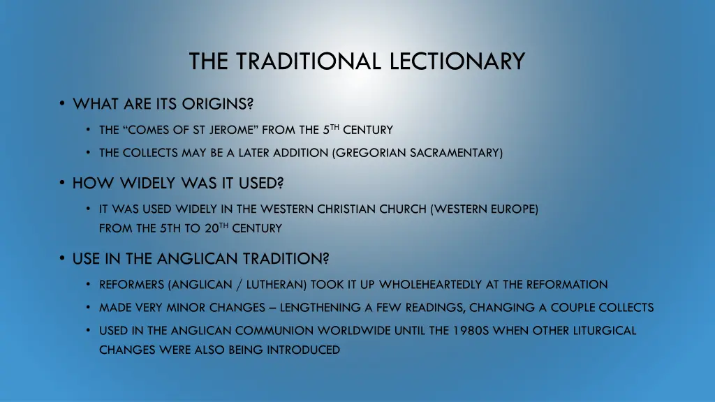 the traditional lectionary