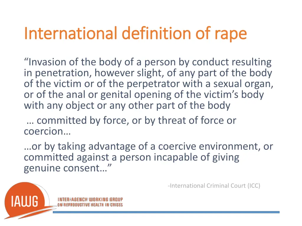 international definition of rape international