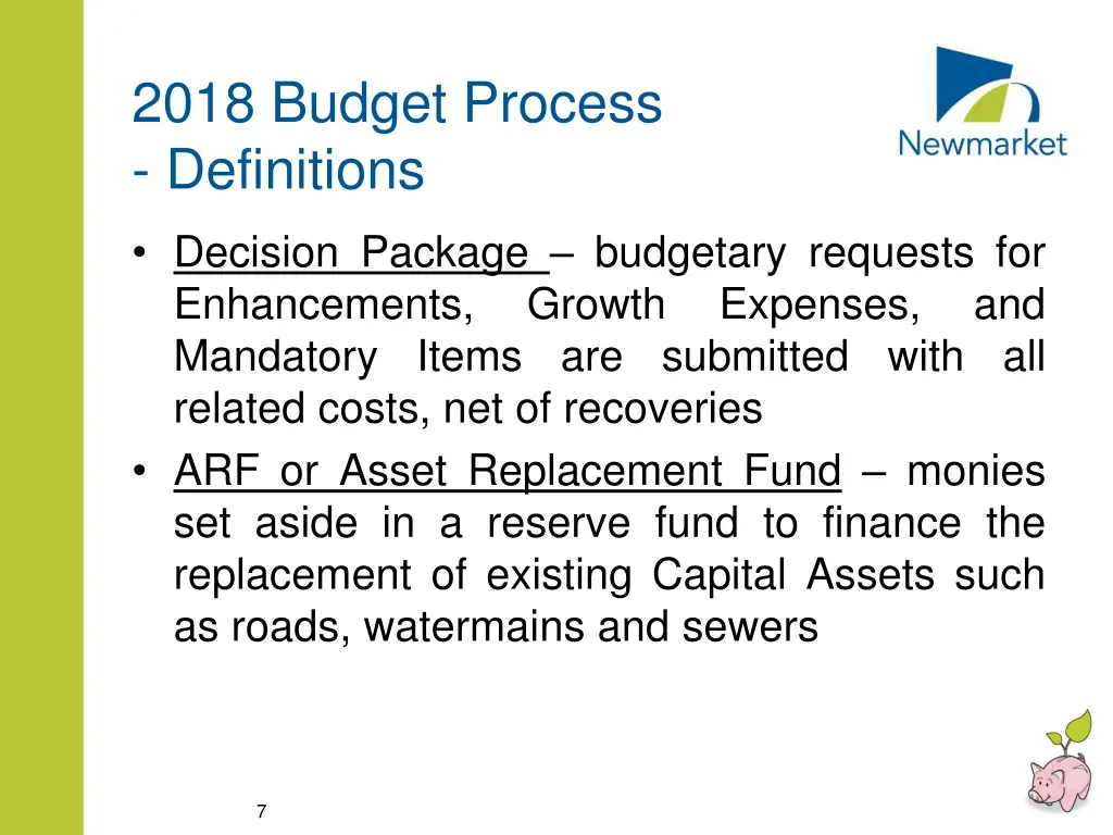 2018 budget process definitions