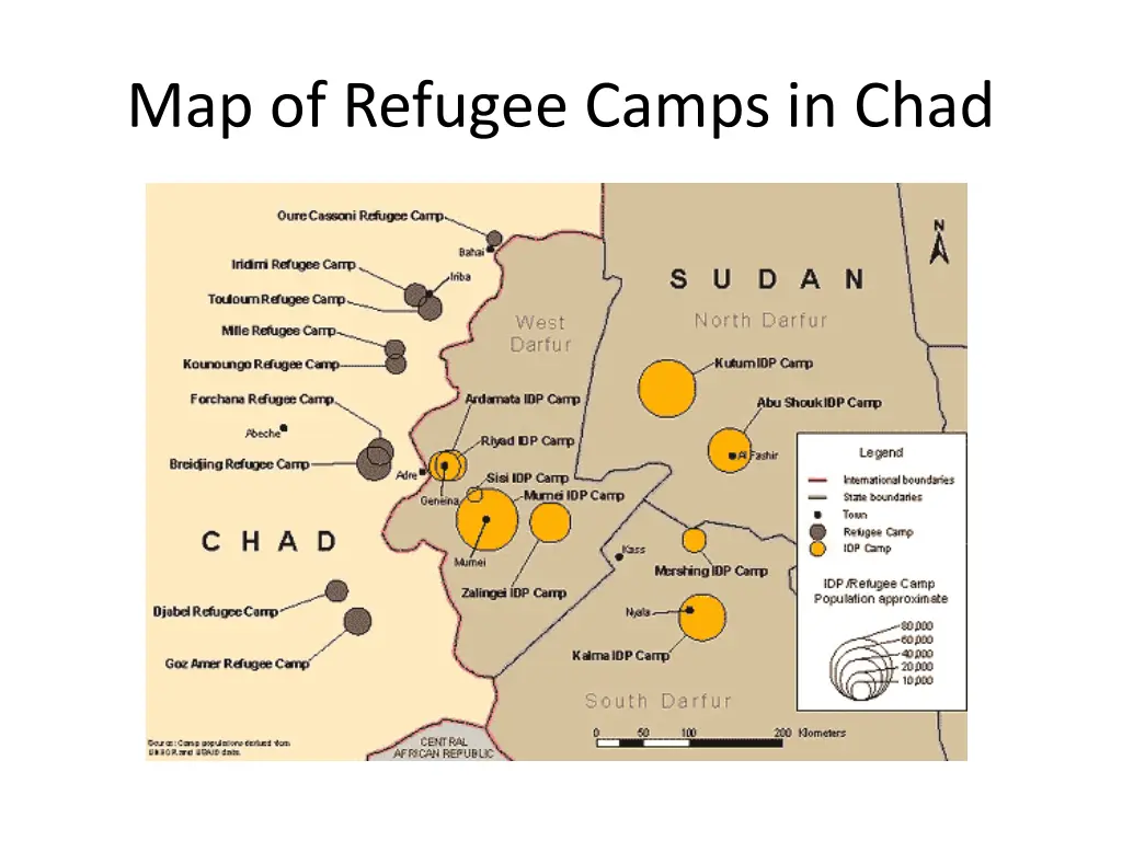 map of refugee camps in chad