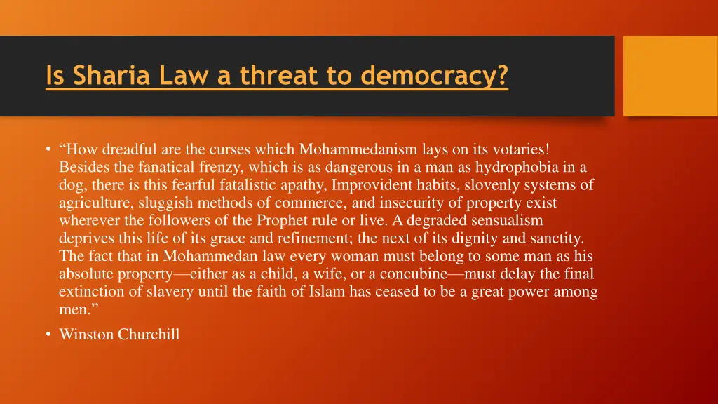 is sharia law a threat to democracy 1