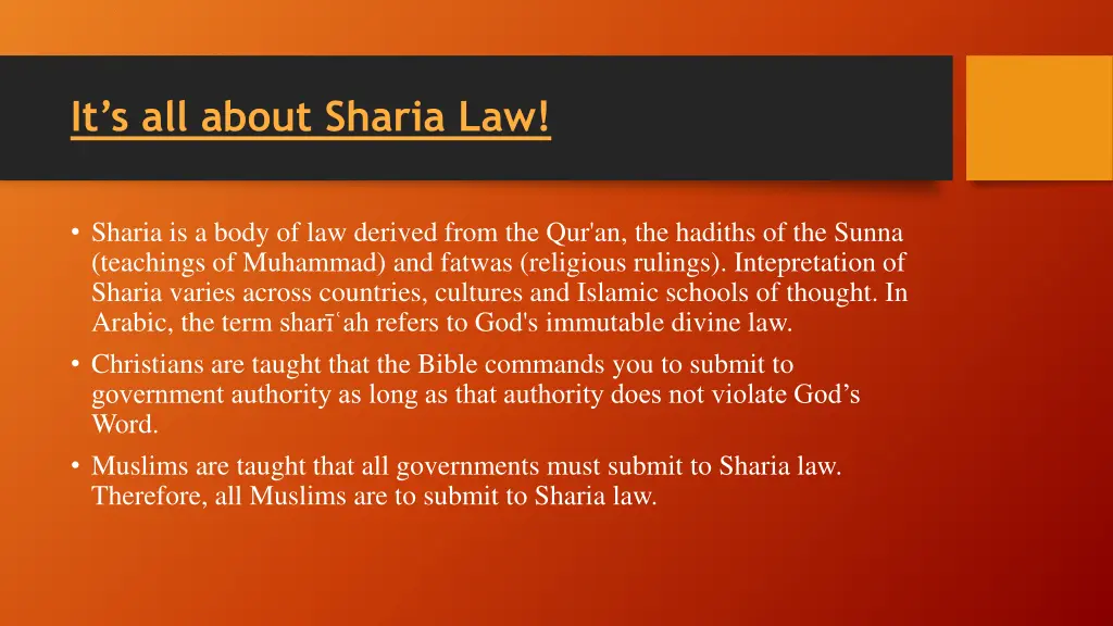 it s all about sharia law