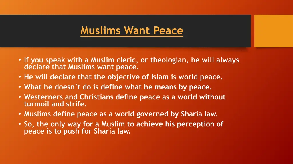 muslims want peace