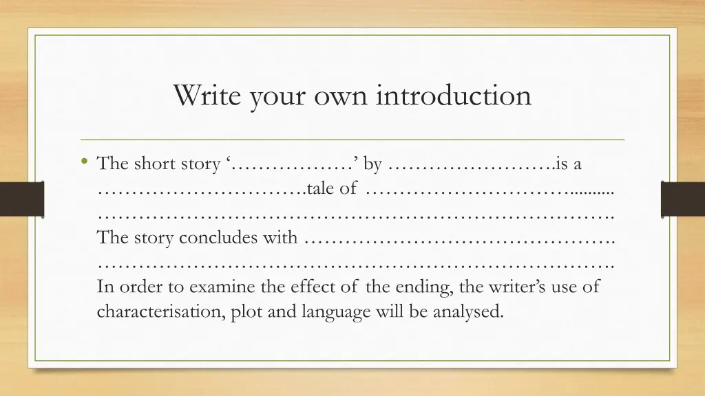 write your own introduction