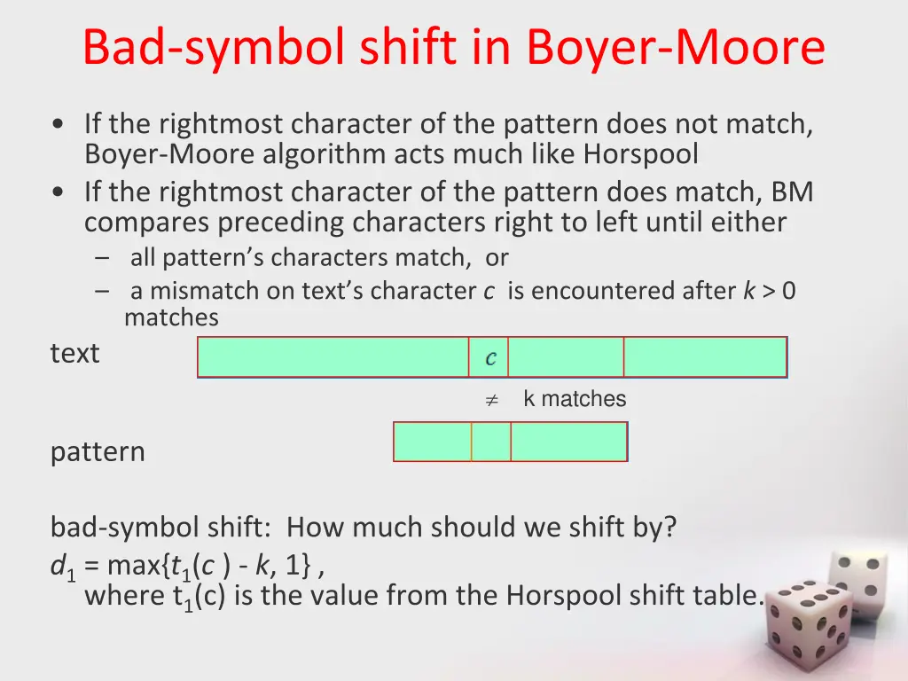 bad symbol shift in boyer moore