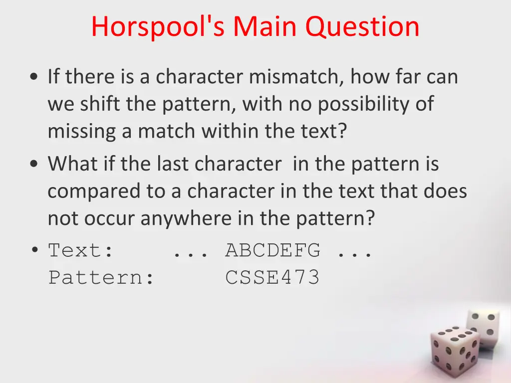 horspool s main question