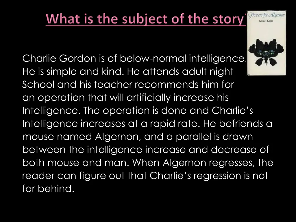 charlie gordon is of below normal intelligence