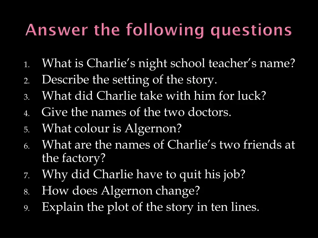 what is charlie s night school teacher s name